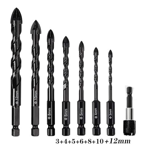 SQING Kreuz Hex Fliesen Bohrer Set Harte Legierung Dreieck Stein Glas Keramik Beton Bohrer Verlängerung Loch Opener Universal Werkzeug von SQING