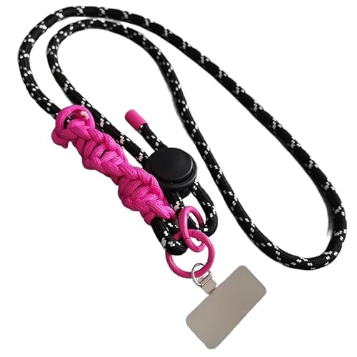 SQMSK 65 cm geflochtenes, verstellbares Handy-Lanyard mit niedlichem Anhänger, stabiles Handyband, lila, für Smartphone, Arbeitsausweis von SQMSK