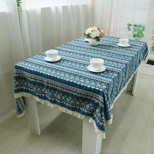 SQMSK Tischdecke, rechteckig, pastoral, Baumwolle, Leinen, Gänseblümchen, bedruckt, für Zuhause, Küche, Esszimmer, 60 ~ 300 cm von SQMSK