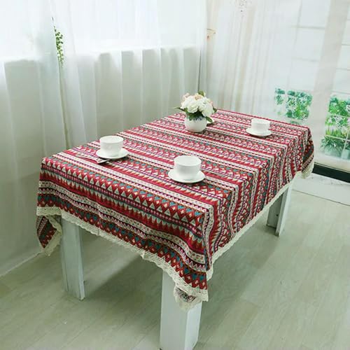 SQMSK Tischdecke, rechteckig, pastoral, Baumwolle, Leinen, Gänseblümchen, bedruckt, für Zuhause, Küche, Esszimmer, 60 ~ 300 cm von SQMSK