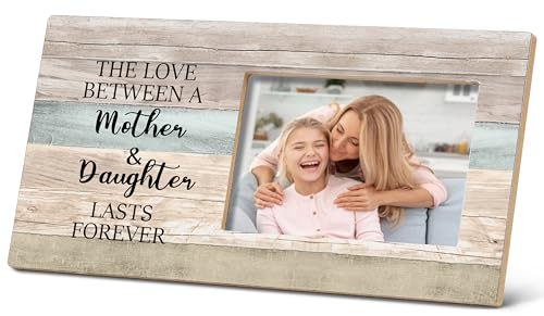 SRADMO Bilderrahmen mit Aufschrift "The Love Between a Mother and Daughter Lasts Forever", für Mutter und Tochter, 30,5 x 15,2 cm, rustikaler Holz-Bilderrahmen für Geburtstag, Muttertag, von SRADMO