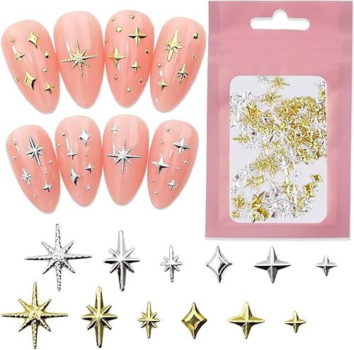 400 Stück Gold Silber Nail Charms,Nagel Deko von SREBIWO