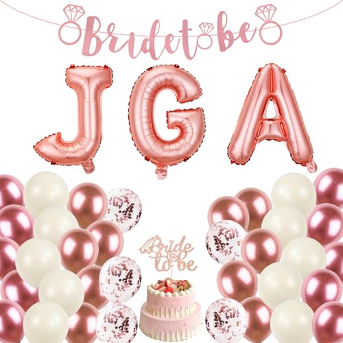 41 Pcs JGA Deko Frauen, JGA Luftballons Rosegold Bride to Be Banner Junggesellenabschied Deko Frauen 35 Roségold Konfetti Ballons 1 JGA Tortendeko von SREBIWO