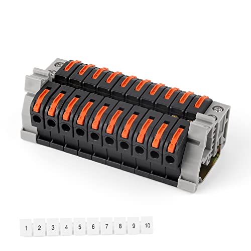 Reihenklemmen Hutschiene Abzweigklemme, SRJQXH 10 Stück Hutschienen Klemmen Durchgangsverbinder Schwarze 0,08-4 mm² Reihenklemme für Elektroinstallation von SRJQXH