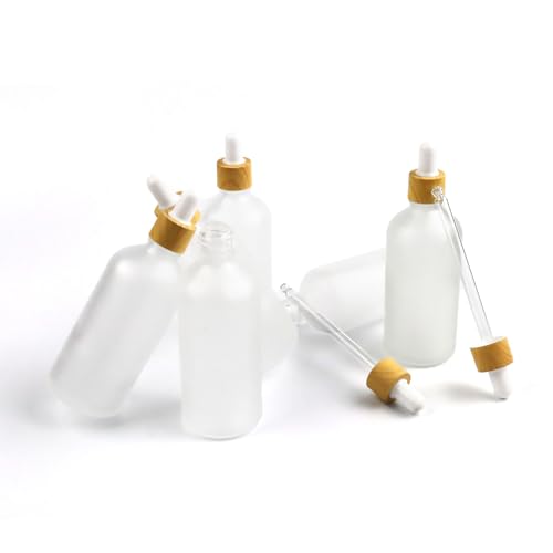 SRJQXH 6 Stück Pipettenflasche 100 ML, Apothekerflasche mit Tropfer, Liquid Flaschen mit Gefrosteter Textur Geeignet für Ätherische Öle Parfümöle und Flüssige Farbstoffe von SRJQXH