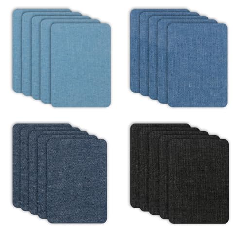 20 Teile Bügelflicken Jean-Flicken Zum Aufbügeln Stoffflicken Zum Aufbügeln - Verschiedene Blautöne, Strapazierfähig Und Waschbar, Ideal Für Kleidung, Möbel Und Mehr (7,5 Cm X 11 Cm) von SRLWMYI