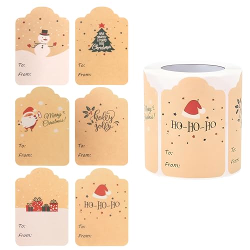 300stk Aufkleber Weihnachten Beschriften papier Weihnachtsaufkleber 7.5x5CM Braun Beschriftbares Namensaufkleber weihnachtssticker Selbstklebend Geschenkaufkleber Aufkleber Frohe Weihnachten von SRLWMYI