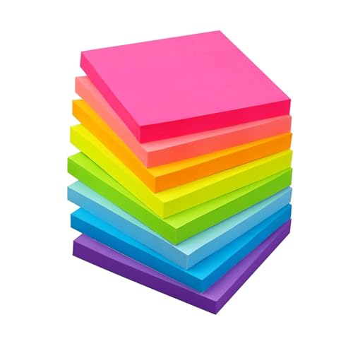 Bunte selbsthaftende Haftnotizen Notizzettel - 8 Blöcke mit 76 x 76 mm 50 Blättern pro Packung, ideal für Büro, Schule und Zuhause Quadratische Sticky Notes Büro Sitzung von SRLWMYI