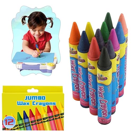 Jumbo-Wachsmalstifte, ein Muss für alle Kinder, Kunst und Handwerk, ungiftige Buntstifte, ideal für Kinder ab 3 Jahren, 12 Stück von SRVertex