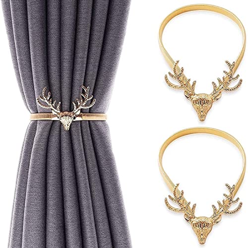 SSDD 2 Packungsvorhang Raffbacks Vorhang Holdbacks Einstellbare dekorative Legierung Vorhangriemen Vorhang Clip Schnalle (Goldene Elche) (Color : Golden Elk) von SSDD