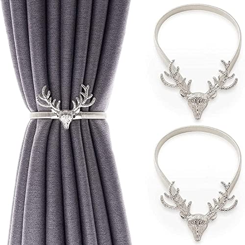 SSDD 2 Packungsvorhang Raffbacks Vorhang Holdbacks Einstellbare dekorative Legierung Vorhangriemen Vorhang Clip Schnalle (Goldene Elche) (Color : Silver Elk) von SSDD