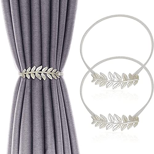 SSDD 2 Packungsvorhang Raffbacks Vorhang Holdbacks Einstellbare dekorative Legierung Vorhangriemen Vorhang Clip Schnalle (Goldene Elche) (Color : Silver Leaves) von SSDD