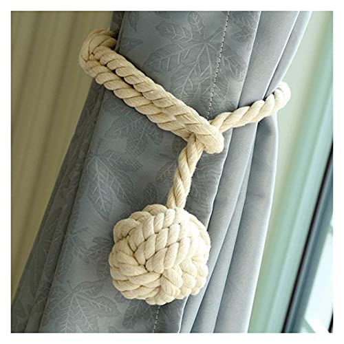 SSDD Ein Paar Handstrick-Vorhangseilclipshalter-Gardinenbindung mit einzelnen Ball (Grau) (Color : Beige) von SSDD