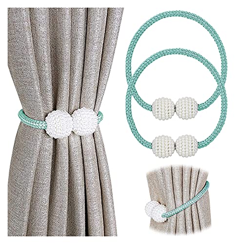 SSDD PINOWU Magnetische Vorhang Rissebacks Komfortable Drape Tiebacks (2 Packung) - Pearl Dekorativer Seil Holdbackhalter für kleine (Color : Aqua) von SSDD