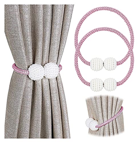 SSDD PINOWU Magnetische Vorhang Rissebacks Komfortable Drape Tiebacks (2 Packung) - Pearl Dekorativer Seil Holdbackhalter für kleine (Color : Pink) von SSDD