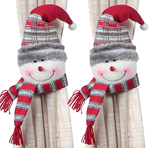 SSDD Süße Weihnachtsmann Santa Schneemann Elch Fenster Vorhanghalter Schnalle Cartoon Vorhang Clips Weihnachten Home Fenster Dekor Vorhangband Ornamente for Kinderzimmer (2 Stück) (Color : Snowman) von SSDD