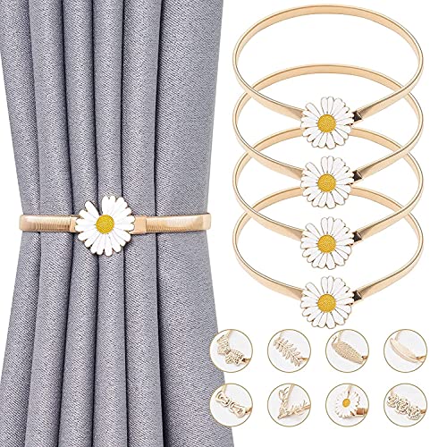 SSDD Ziemlich lustig 2 Packung Frühlingsseil Vorhang Raffbacks Bequeme dekorative Legierung Drapier-Holdbacks Modern Einfache Stil Vorhang Krawatte für dünn (Color : Daisy-Gold, Size : 4 Pack) von SSDD