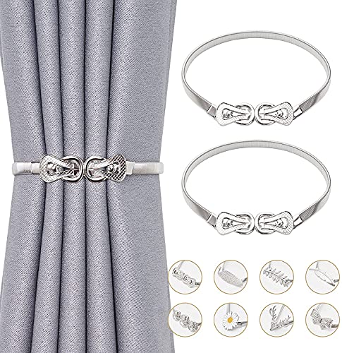 SSDD Ziemlich lustig 2 Packung Frühlingsseil Vorhang Raffbacks Bequeme dekorative Legierung Drapier-Holdbacks Modern Einfache Stil Vorhang Krawatte für dünn (Color : Knot-Sliver, Size : 2 Pack) von SSDD