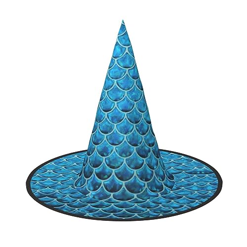Blaue Fischschuppe. Modischer Halloween-Hexenhut für Frauen - Ihr Go-to-Stück für Halloween-Kostüm-Baugruppen von SSIMOO