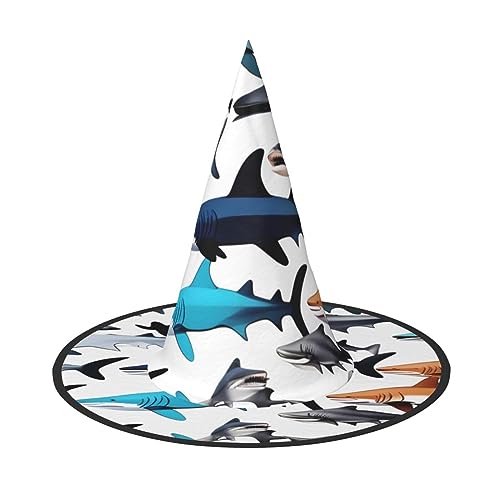Halloween-Partyhut mit Haifischmuster, lustiger Halloween-Hut, Kostümzubehör für Halloween-Party-Dekoration von SSIMOO