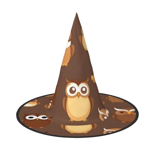SSIMOO Niedlicher brauner Cartoon-Eulen-Halloween-Partyhut, lustiger Halloween-Hut, Kostümzubehör für Halloween-Party-Dekoration von SSIMOO