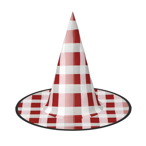 SSIMOO Rot karierter weißer Quadrate, Halloween-Partyhut, lustiger Halloween-Hut, Kostümzubehör für Halloween-Party-Dekor von SSIMOO