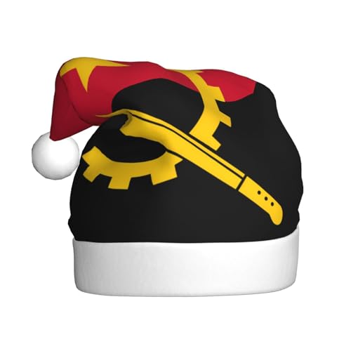 SSIULUS Weihnachtsmütze, Angola-Flagge, Weihnachtsmannmütze, Unisex, Samt, Weihnachtsmütze für Erwachsene, für Neujahr, festliche Party von SSIULUS