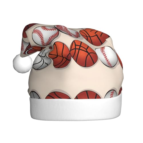 SSIULUS Weihnachtsmütze, Baseball, Basketball, Fußball, Hockey, Weihnachtsmannmütze, Unisex, Samt, Weihnachtsmütze für Erwachsene, für Neujahr, festliche Party von SSIULUS