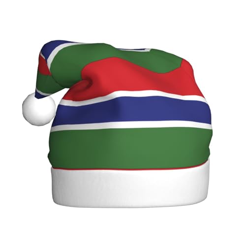 SSIULUS Weihnachtsmütze, Flagge der Gambia, Weihnachtsmannmütze, Unisex, Samt, Weihnachtsmütze für Erwachsene, für Neujahrsparty von SSIULUS