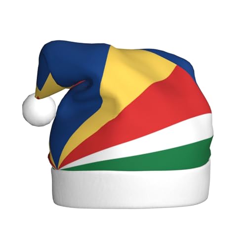 SSIULUS Weihnachtsmütze, Flagge der Seychellen, Weihnachtsmannmütze, Unisex, Samt, Weihnachtsmütze für Erwachsene, für Neujahrsparty von SSIULUS