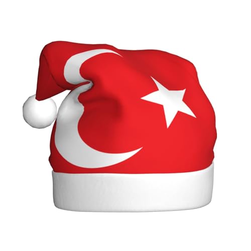 SSIULUS Weihnachtsmütze, Flagge der Türkei, Weihnachtsmannmütze, Unisex, Samt, Weihnachtsmütze für Erwachsene, für Neujahr, festliche Party von SSIULUS