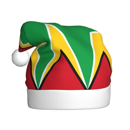 SSIULUS Weihnachtsmütze, Flagge von Guyana, Weihnachtsmannmütze, Unisex, Samt, Weihnachtsmütze für Erwachsene, für Neujahrsparty von SSIULUS