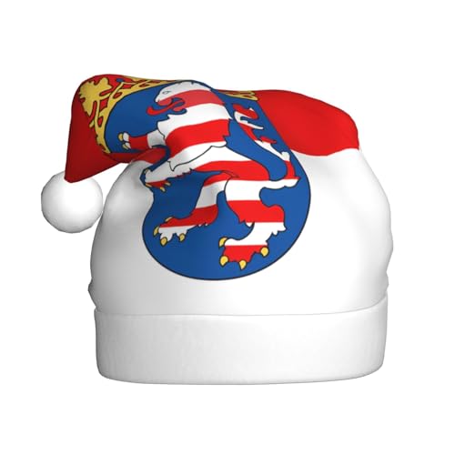 SSIULUS Weihnachtsmütze, Flagge von Hessen, Weihnachtsmannmütze, Unisex, Samt, Weihnachtsmütze für Erwachsene, für Neujahr, festliche Party von SSIULUS