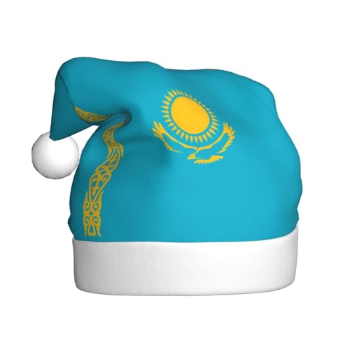 SSIULUS Weihnachtsmütze, Flagge von Kasachstan, Weihnachtsmannmütze, Unisex, Samt, Weihnachtsmütze für Erwachsene, für Neujahr, festliche Party von SSIULUS