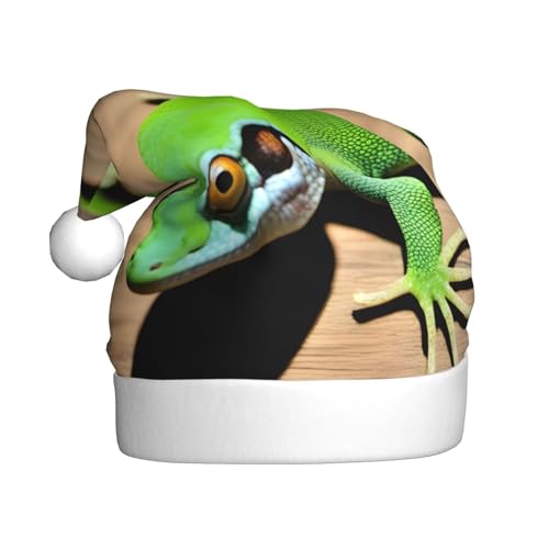 SSIULUS Weihnachtsmütze, Geckos Weihnachtsmannmütze, Unisex, Samt, Weihnachtsmütze für Erwachsene, für Neujahr, festliche Party von SSIULUS