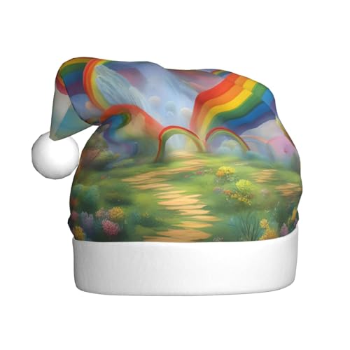 SSIULUS Weihnachtsmütze, Regenbogen-Weihnachtsmannmütze, Unisex, Samt, Weihnachtsmütze für Erwachsene, für Neujahr, festliche Party von SSIULUS