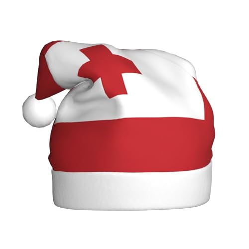 SSIULUS Weihnachtsmütze, Tonga-Flagge, Weihnachtsmannmütze, Unisex, Samt, Weihnachtsmütze für Erwachsene, für Neujahr, festliche Party von SSIULUS