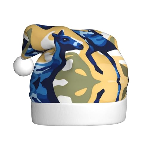 SSIULUS Weihnachtsmütze, blaue Camouflage-Weihnachtsmannmütze, Unisex, Samt, Weihnachtsmütze für Erwachsene, für Neujahr, festliche Party von SSIULUS