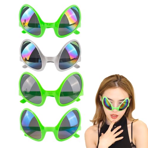 SSKHE 4 Paar Alien-Sonnenbrillen, Alien-Kostüm-Brille, Alien-Partybrille, dekorative Brille, Alien-Brille, Fantasie, für Fotozubehör, Partybrille von SSKHE