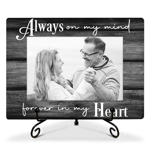 Gedenk-Bilderrahmen "Always On My Mind Forever In My Heart", 10 x 15 cm, Beileidsgeschenke für Verlust, Holz-Bilderrahmen, Tischplatte, Trauergeschenke für Verlust (065) von SSQBZU