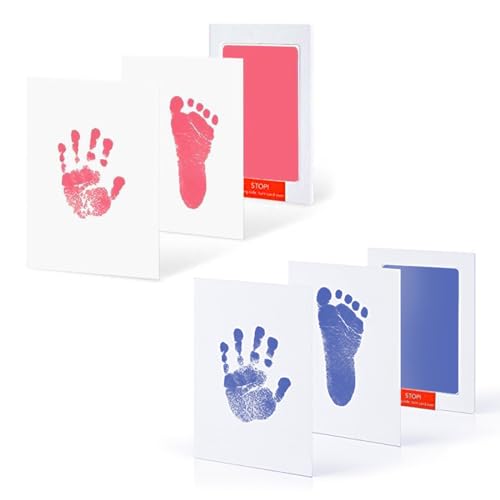SSRDFU 2 Pcs Baby-Hand- und Fußabdrücke-Set, Baby-Fußabdrücke-Set, Neugeborenes Baby-Fußabdrücke-Set, Pfotenabdrücke-Set Hund und Katze, Babyparty-Reinigungs-Touch-Stempelkissen von SSRDFU