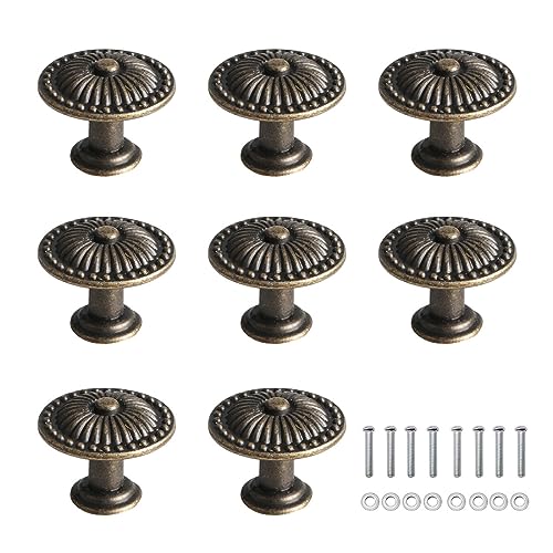 SSRDFU Möbelgriffe Vintage - 8 pcs Bronze Möbelknöpfe Schubladenknöpfe, mit Schrauben, Korrosions Feuchtigkeitsbeständig Kommodengriffe, für Schubladen, Schuhschränke, Küchenschrank von SSRDFU