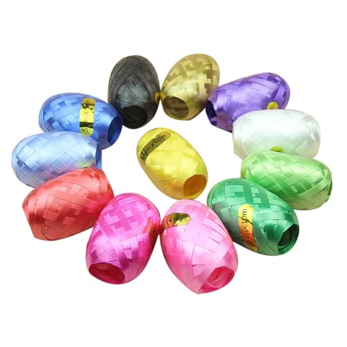 SSRDFU Ringelband in Bunten Farben - 12 pcs Geschenkbänder, Polyband, Geschenkband Kräuselband, Curling Ribbon Rolle, für Basteln und Verpacken von Geschenken, Luftballon Party Deko(10m*5mm) von SSRDFU