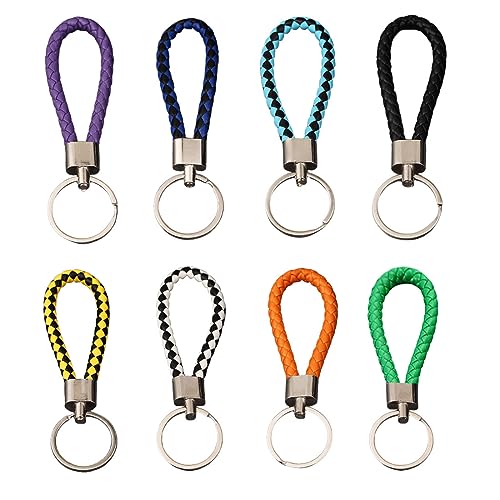 SSRDFU schlüsselanhänger - 8 Stück Schlüsselanhänger Lederband Schlüsselanhänger Geflochten Auto Schlüsselbund Anhänger, Keyring Travel Accessory（8 Farben） von SSRDFU