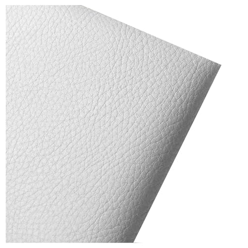 SSWZHANG 160cm Breiter Kunstleder Polsterstoff Meterware Litchi Texture Wasserdichtes Vinyl Rindsleder Optik Bezugsstoff für Autositze, Sofastuhlmöbel, Basteln(Size:160x100cm,Color:weiß) von SSWZHANG