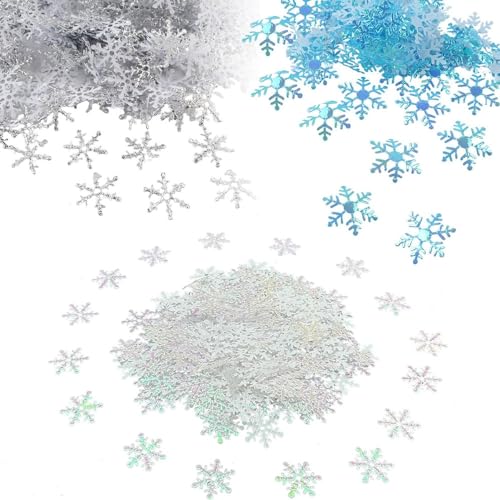 SSyang 900 Stück Schneeflocken Konfetti, Dekorationen für Weihnachten, Schneeflocken tischdeko für Weihnachts Weihnachten Dekorative Konfetti Schneeflocken Deko, für DIY Basteln Weihnachten von SSyang