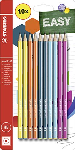 Bleistift - STABILO pencil 160 in 2x gelb, orange, blau, petrol, pink - 10er Pack - Härtegrad HB von STABILO