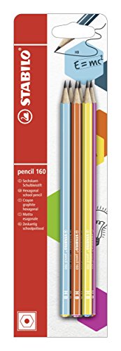 Bleistift - STABILO pencil 160 in petrol (2x), gelb, orange, blau, pink - 6er Pack - Härtegrad HB von STABILO