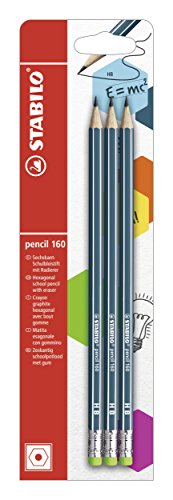 Bleistift mit Radierer - STABILO pencil 160 in petrol - 3er Pack - Härtegrad HB von STABILO