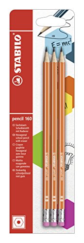 STABILO - Bleistift mit Radierer - pencil 160 in orange - 3er Pack - Härtegrad HB von STABILO